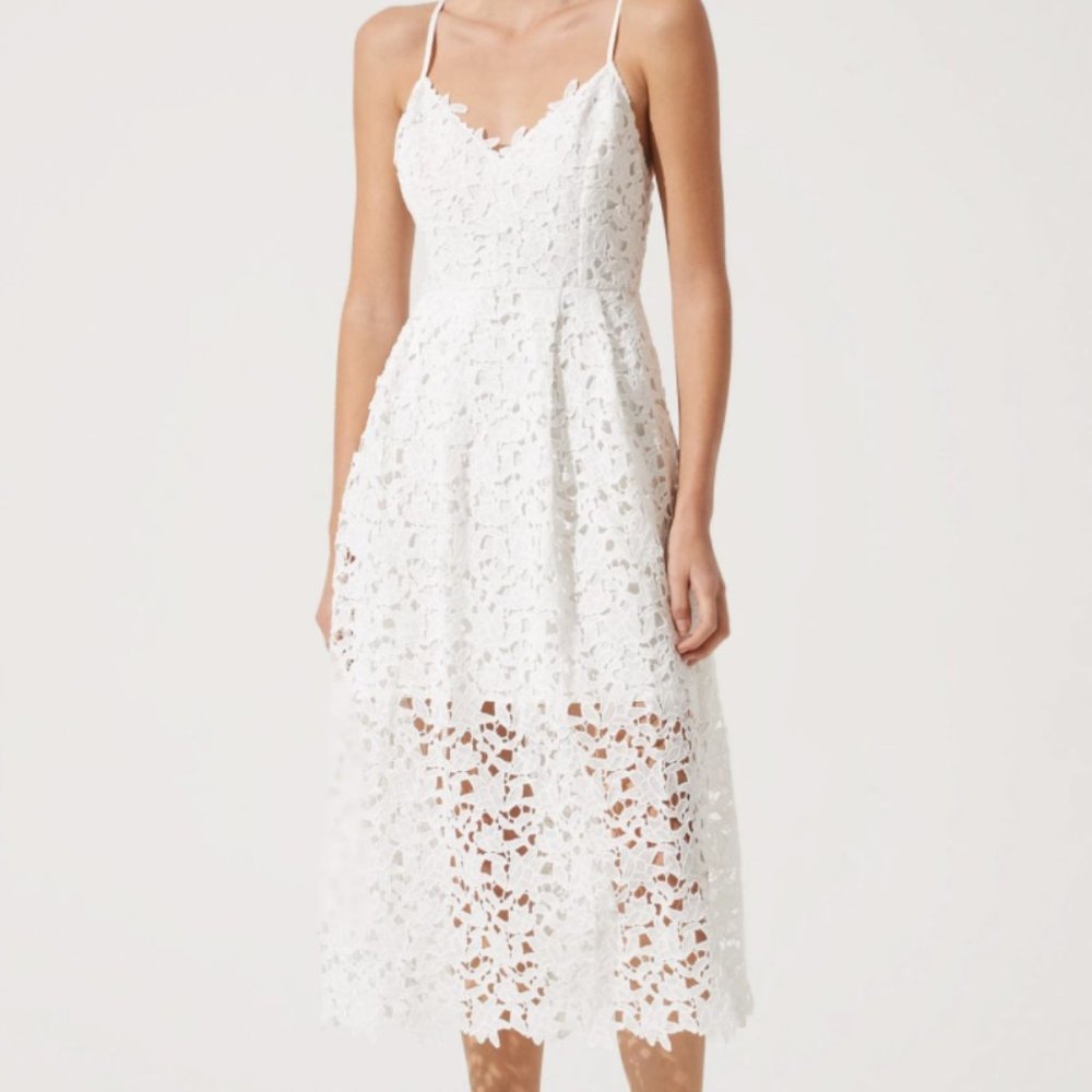 ASTR white lace midi dress